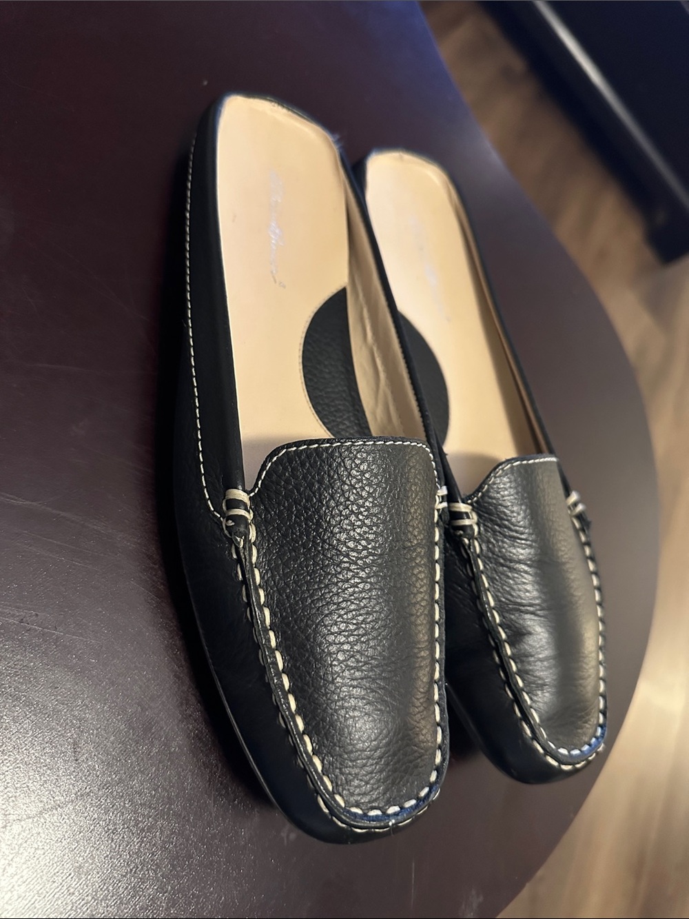 Eddie Bauer Black Pebbled Leather Slip-On Loafers